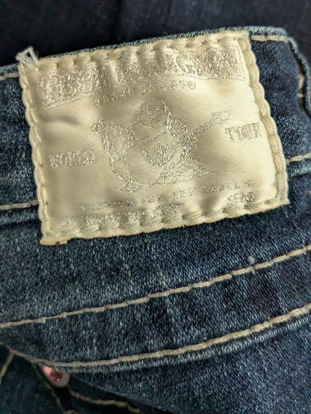 True Religion Women's Blue Boot cut Jeans Size 32 Rhinestone Made In USA . - Picture 10 of 14